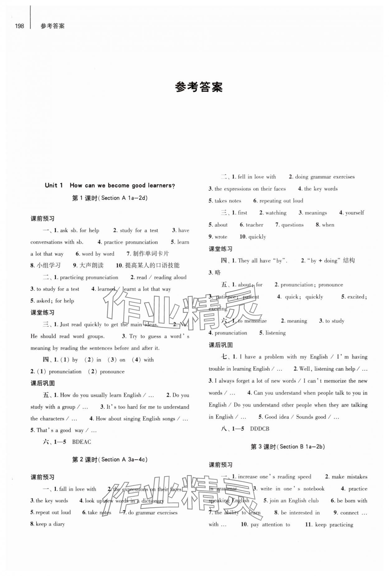 2024年同步練習(xí)冊(cè)大象出版社九年級(jí)英語全一冊(cè)人教版 參考答案第1頁