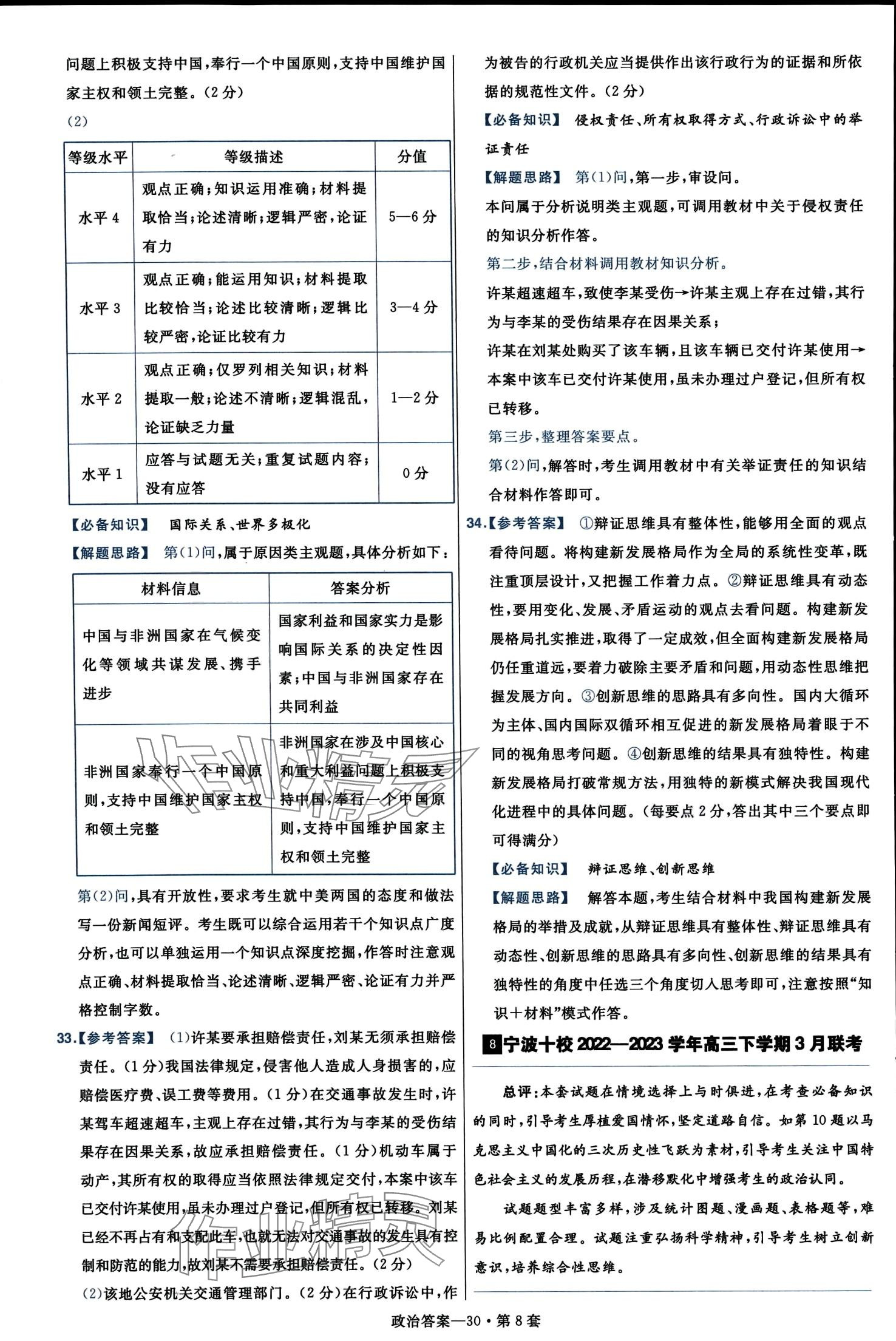 2024年高考冲刺优秀模拟试卷汇编45套高中道德与法治浙江专版 第32页