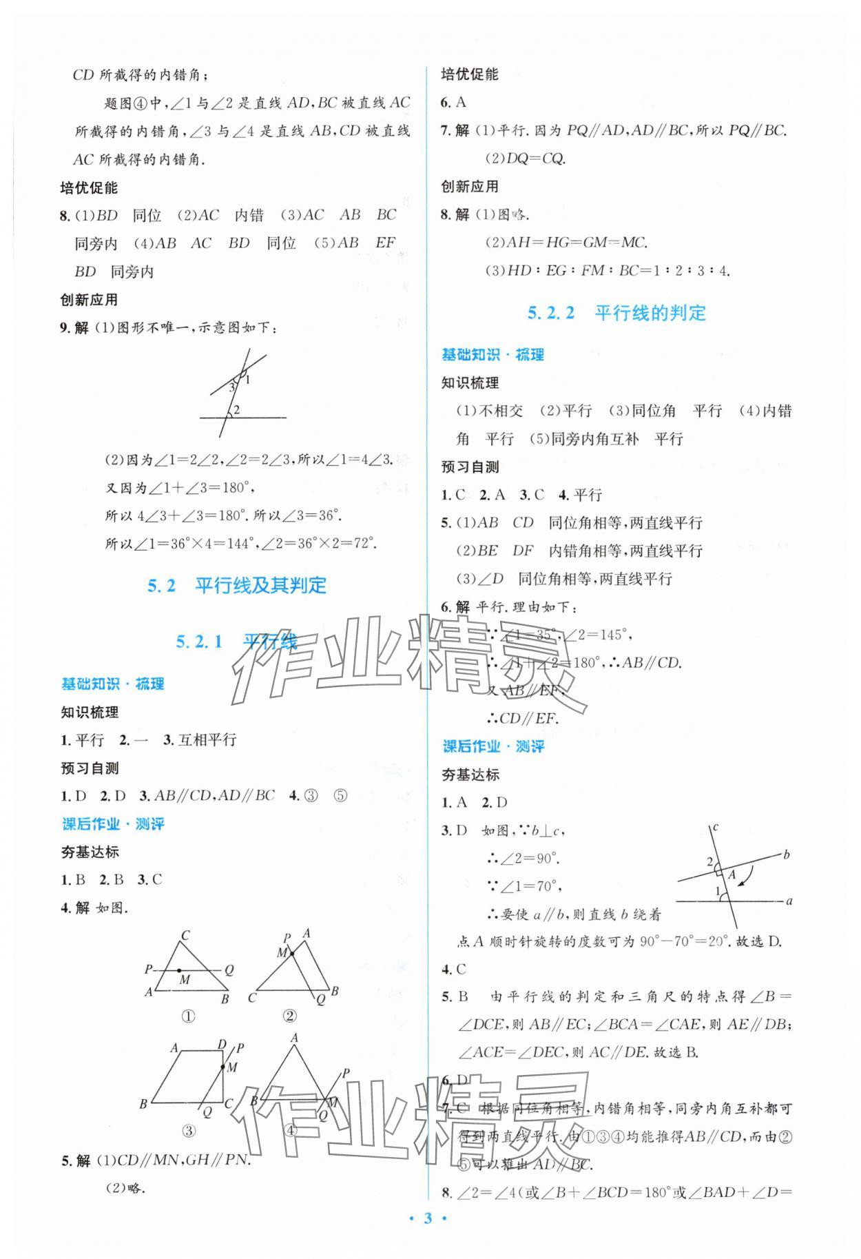 2024年人教金学典同步解析与测评学考练七年级数学下册人教版 参考答案第3页