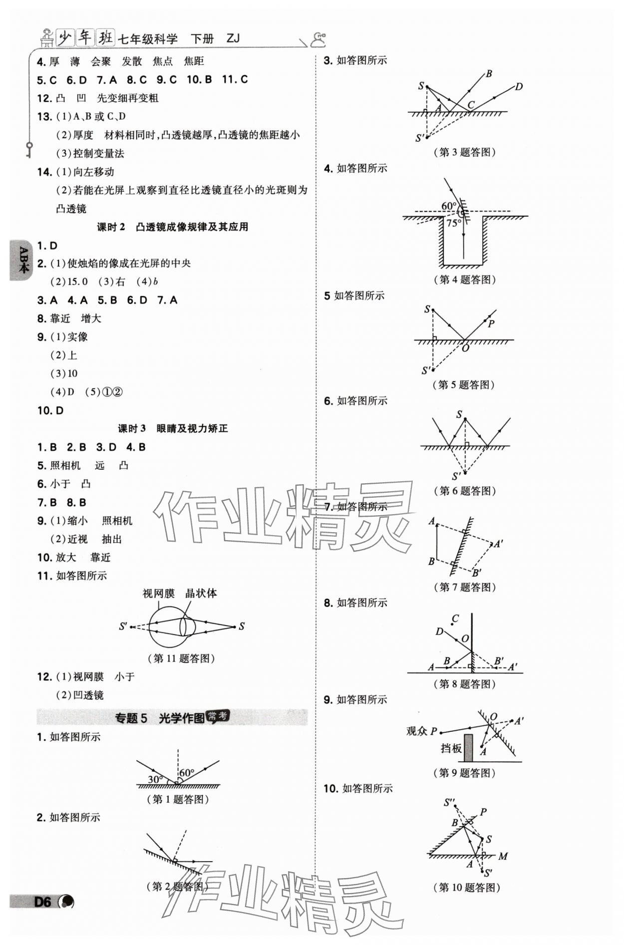 2024年少年班七年級科學下冊浙教版浙江專版 參考答案第5頁