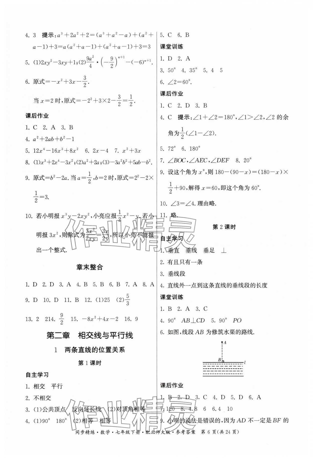 2024年同步精练广东人民出版社七年级数学下册北师大版 第6页