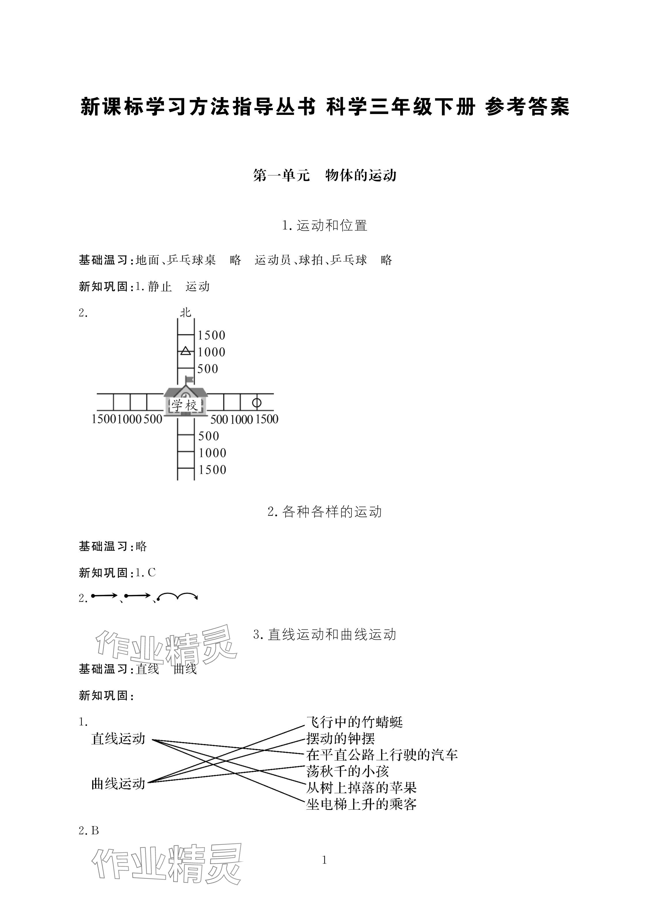 2024年新課標學習方法指導叢書三年級科學下冊教科版 參考答案第1頁