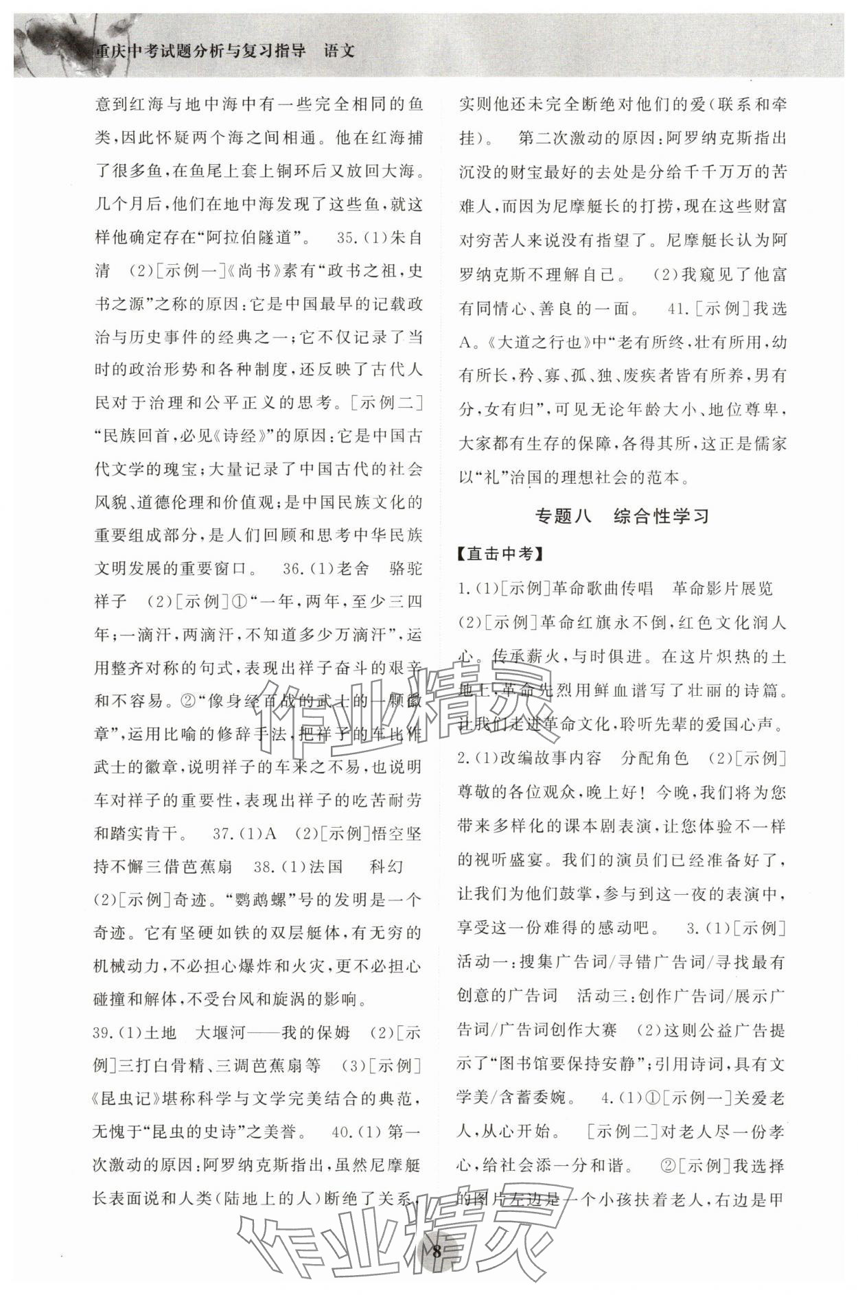 2024年重庆市中考试题分析与复习指导语文 第8页