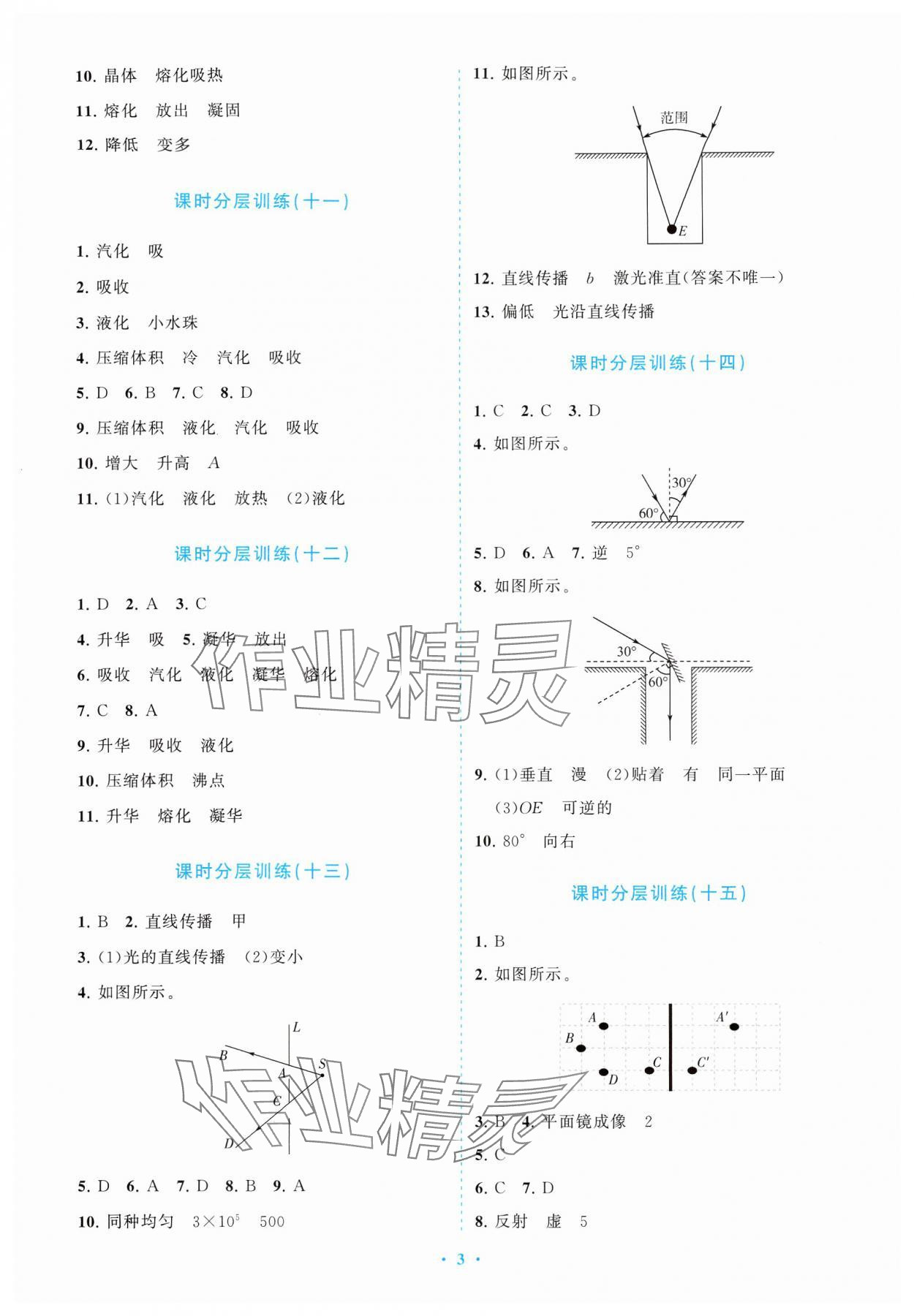 2024年課標(biāo)新卷八年級(jí)物理上冊(cè)人教版 參考答案第3頁