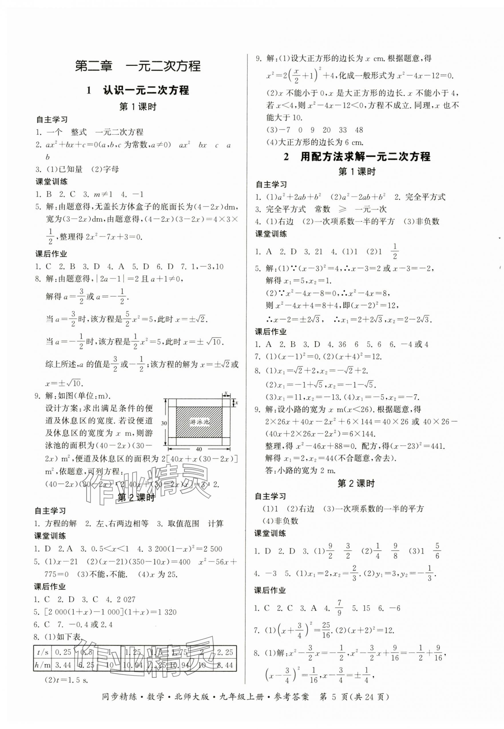 2023年同步精练广东人民出版社九年级数学上册北师大版 第5页