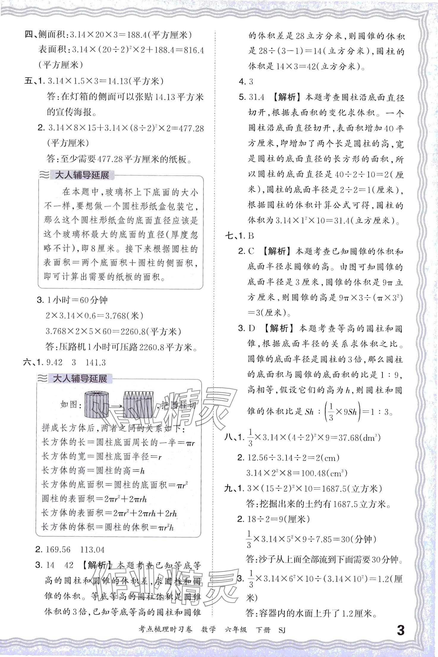 2024年王朝霞考点梳理时习卷六年级数学下册苏教版 第3页