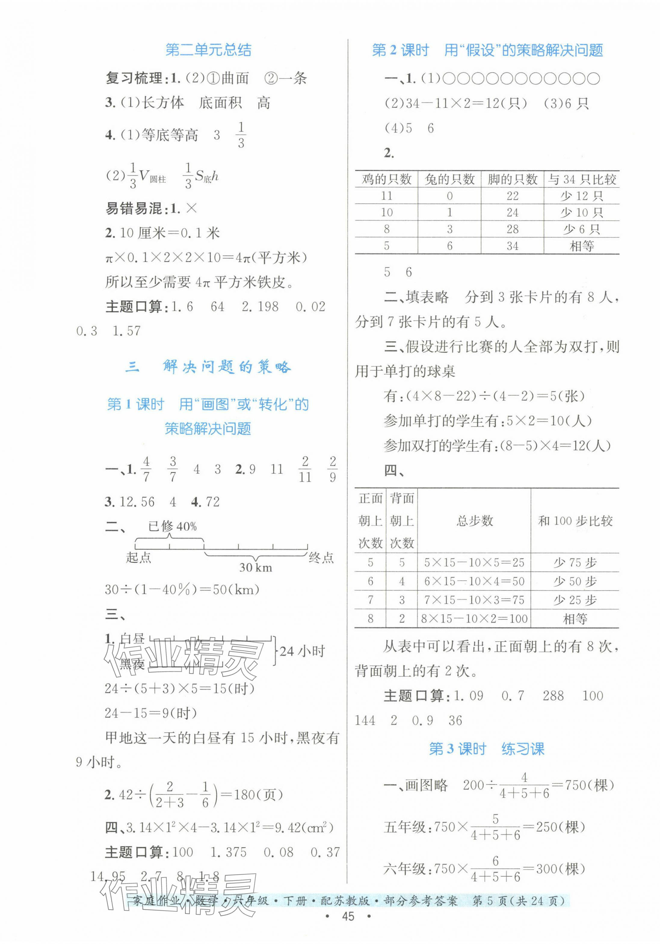 2024年家庭作业六年级数学下册苏教版 第5页