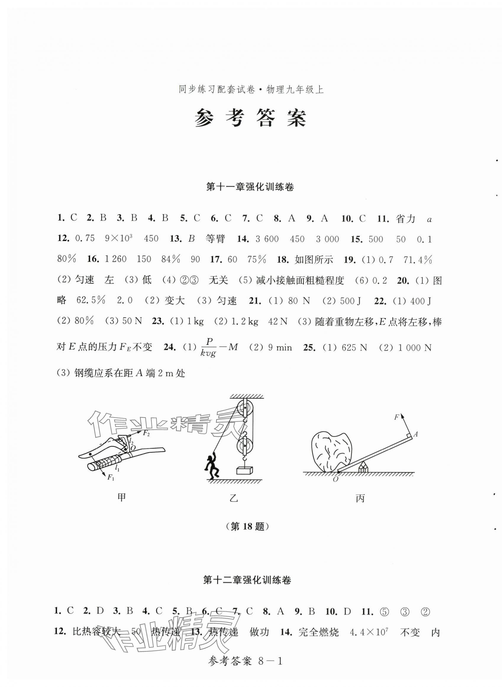 2023年同步练习配套试卷九年级物理上册江苏科学技术出版社 第1页