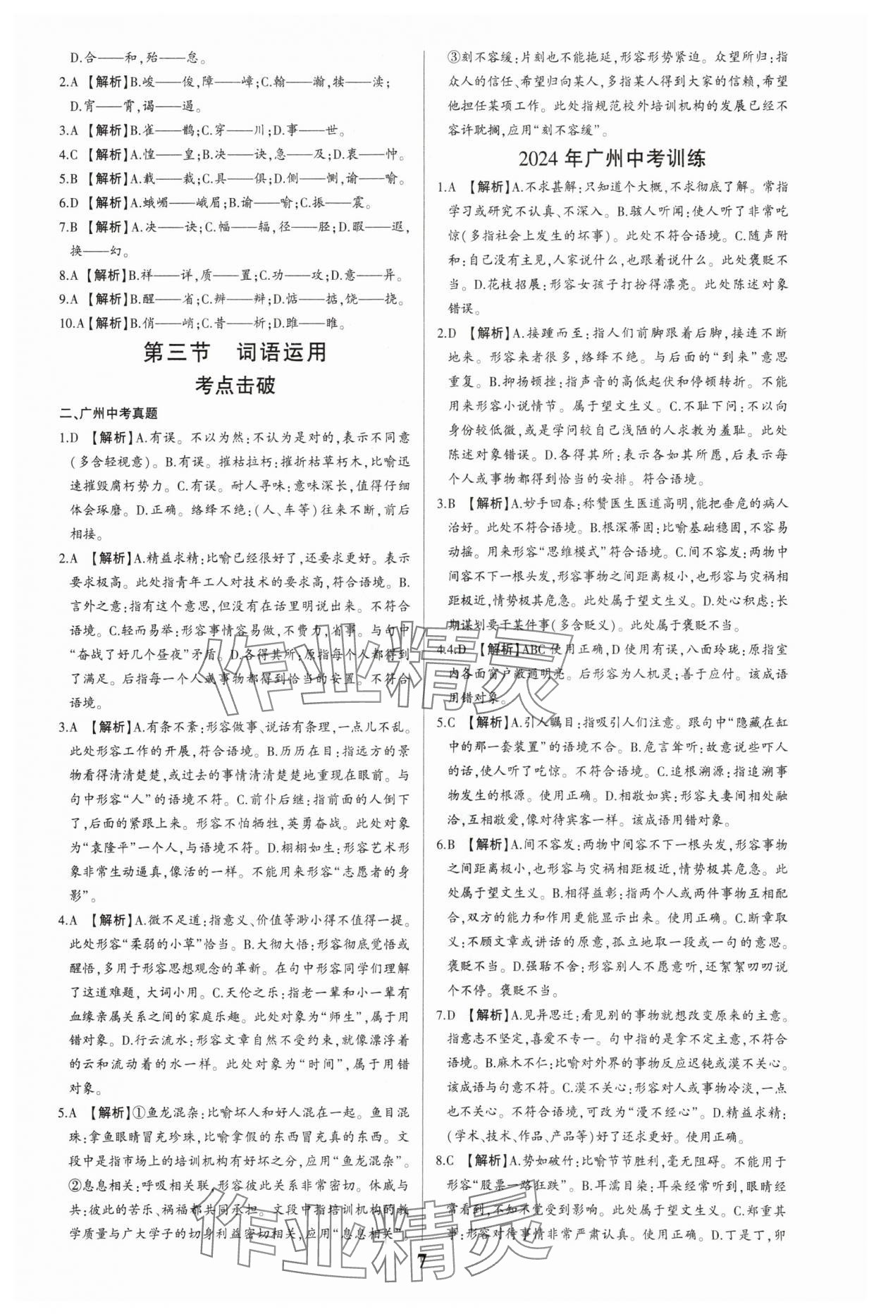 2024年一本到位语文中考广州专版 第7页