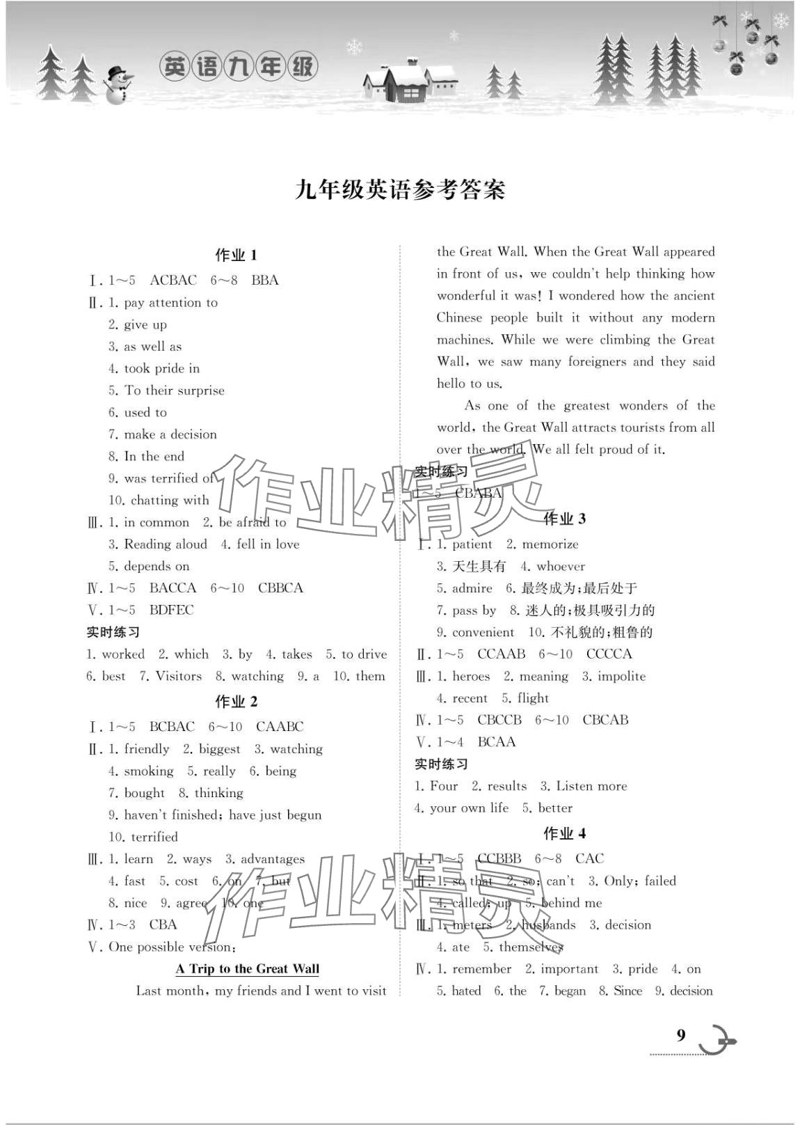 2024年寒假作業(yè)湖南教育出版社九年級英語 第1頁