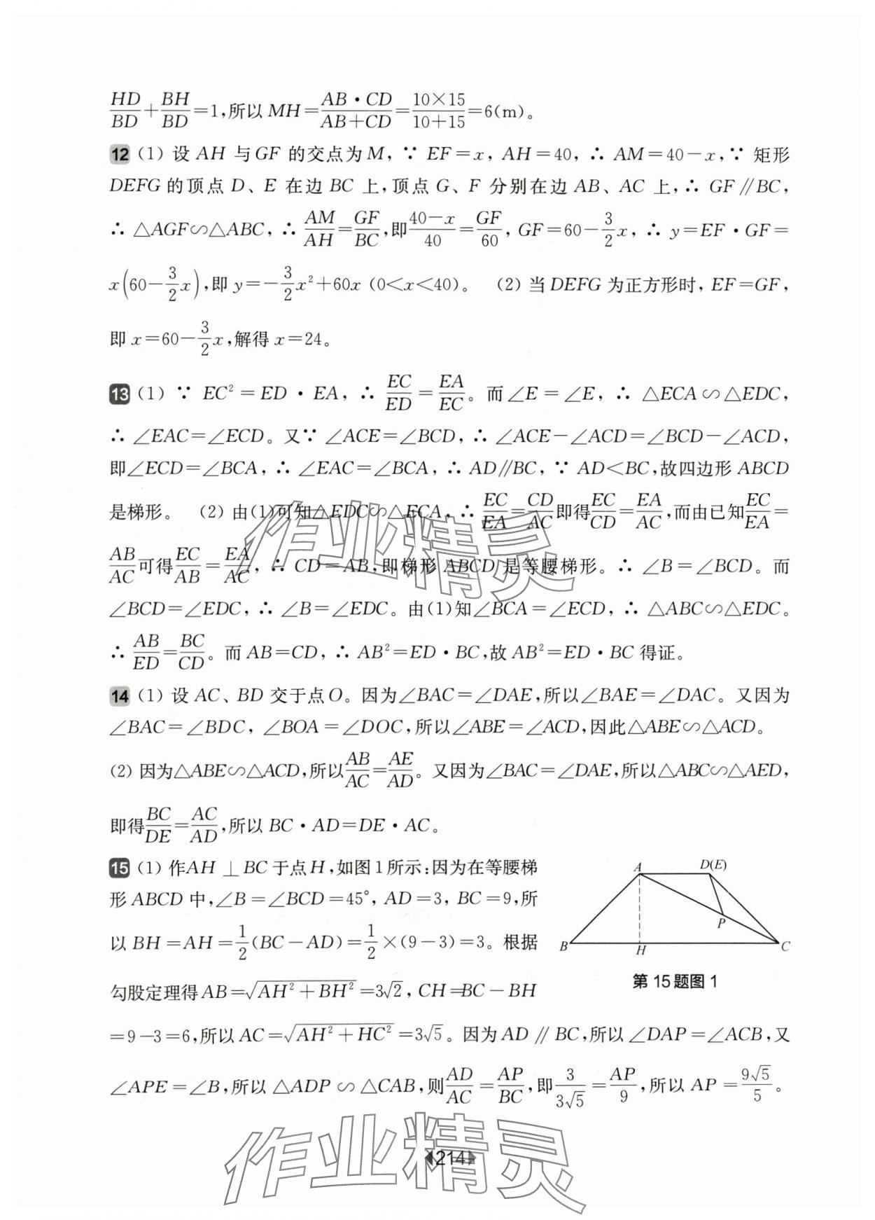 2024年华东师大版一课一练九年级数学全一册沪教版54制 参考答案第10页