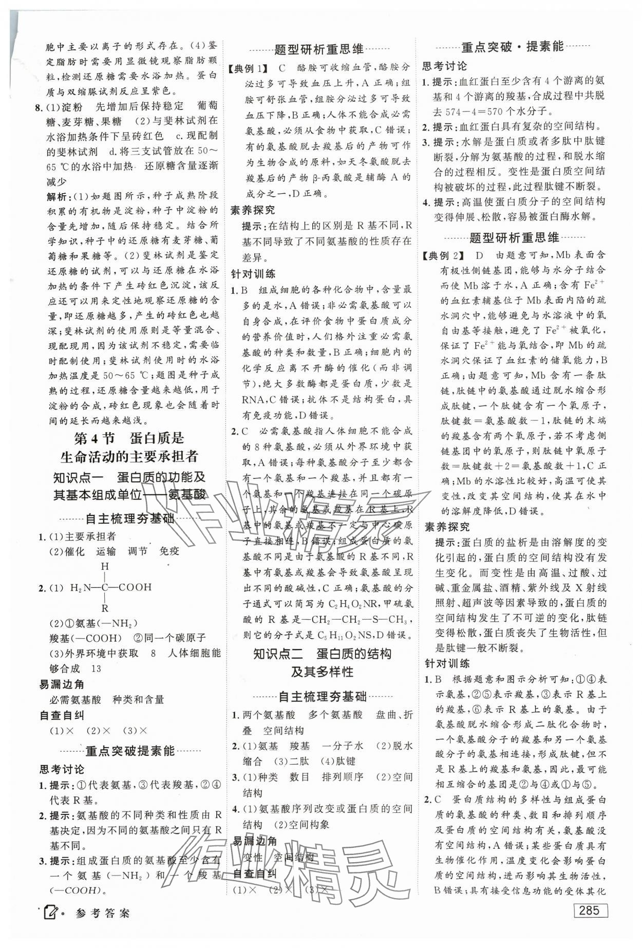 2023年红对勾讲与练高中生物必修1分子与细胞人教版 参考答案第7页