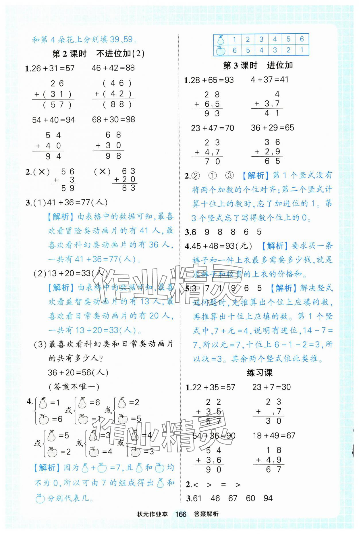 2024年黃岡狀元成才路狀元作業(yè)本二年級數(shù)學(xué)上冊人教版浙江專版 參考答案第4頁