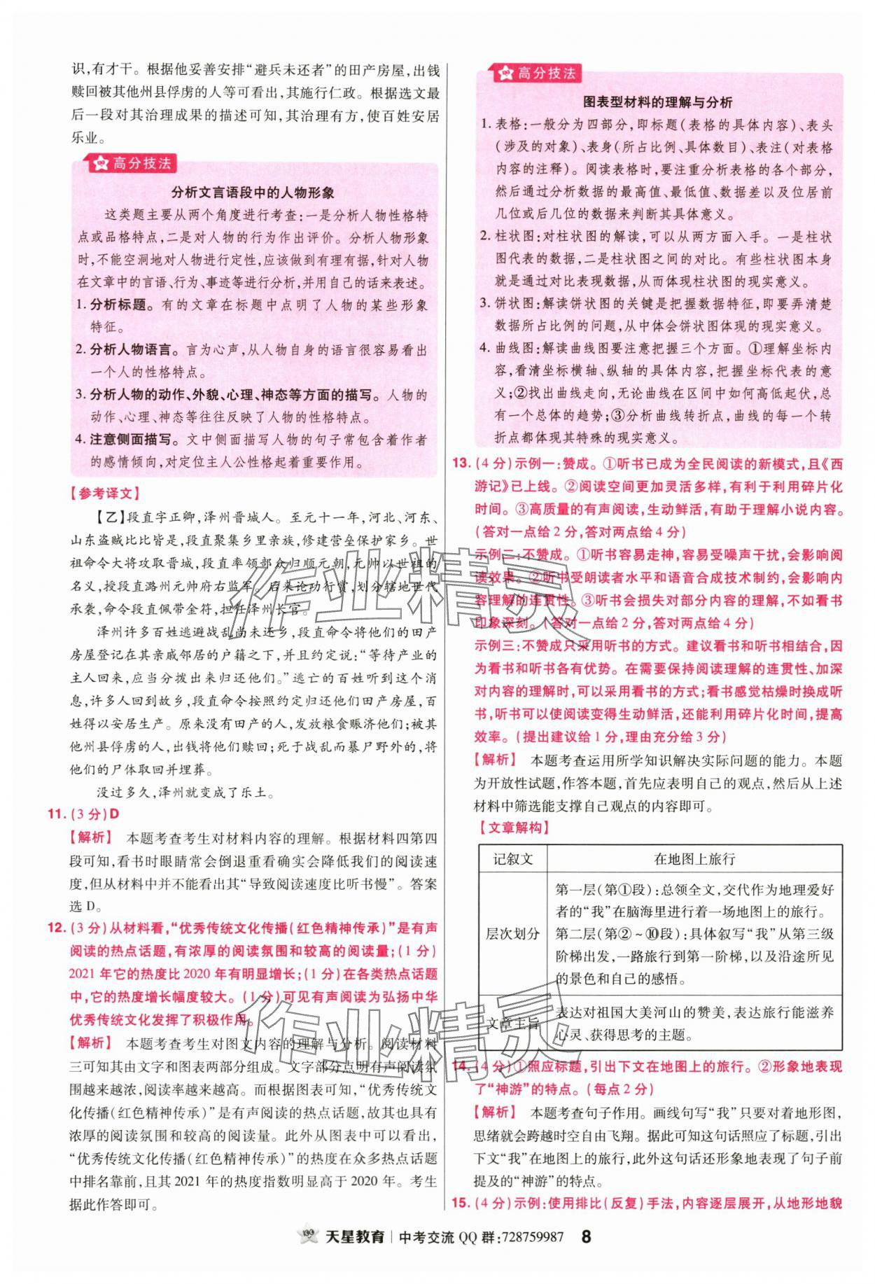 2024年金考卷45套汇编语文广东专版 参考答案第7页