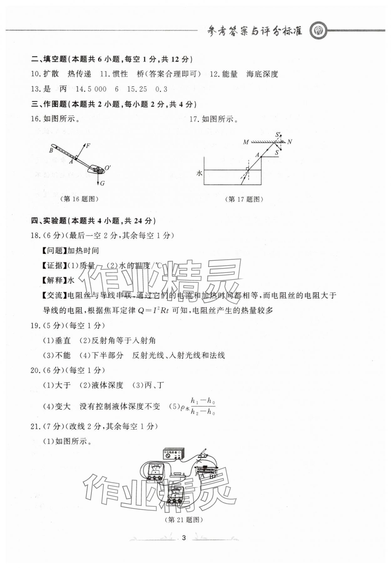 2024年中考冲刺仿真测试卷物理辽宁专版 参考答案第3页