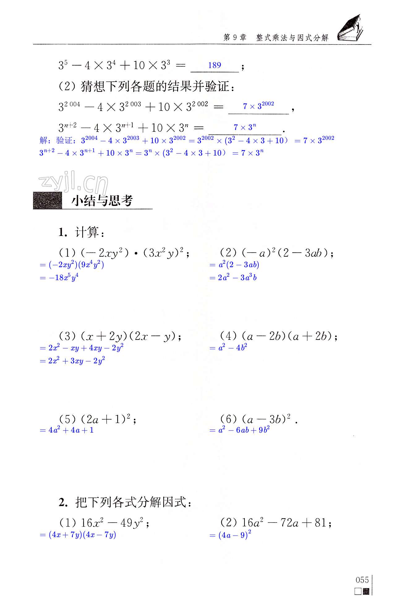 第9章  整式乘法与因式分解 - 第55页