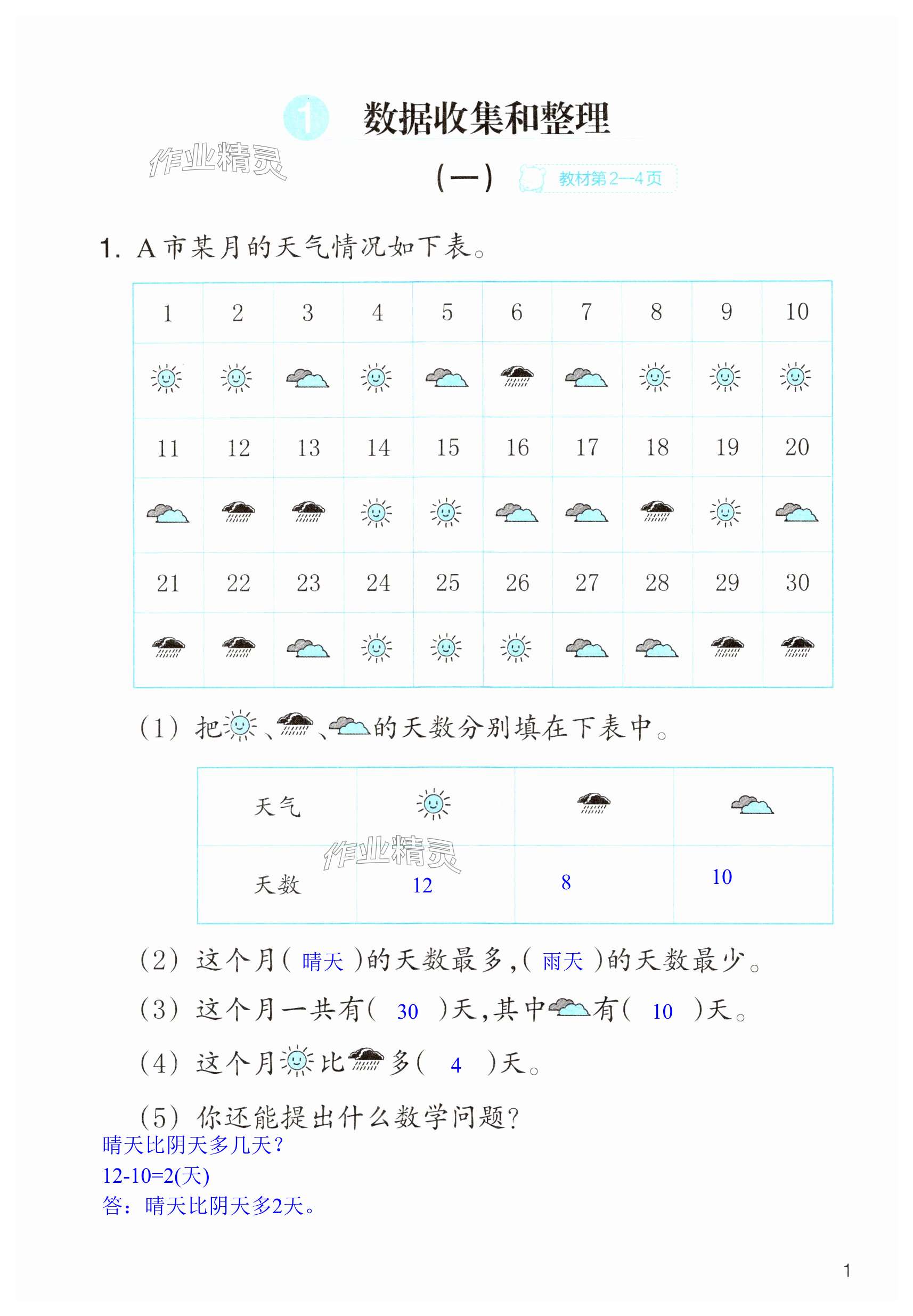 2024年作业本浙江教育出版社二年级数学下册人教版 第1页