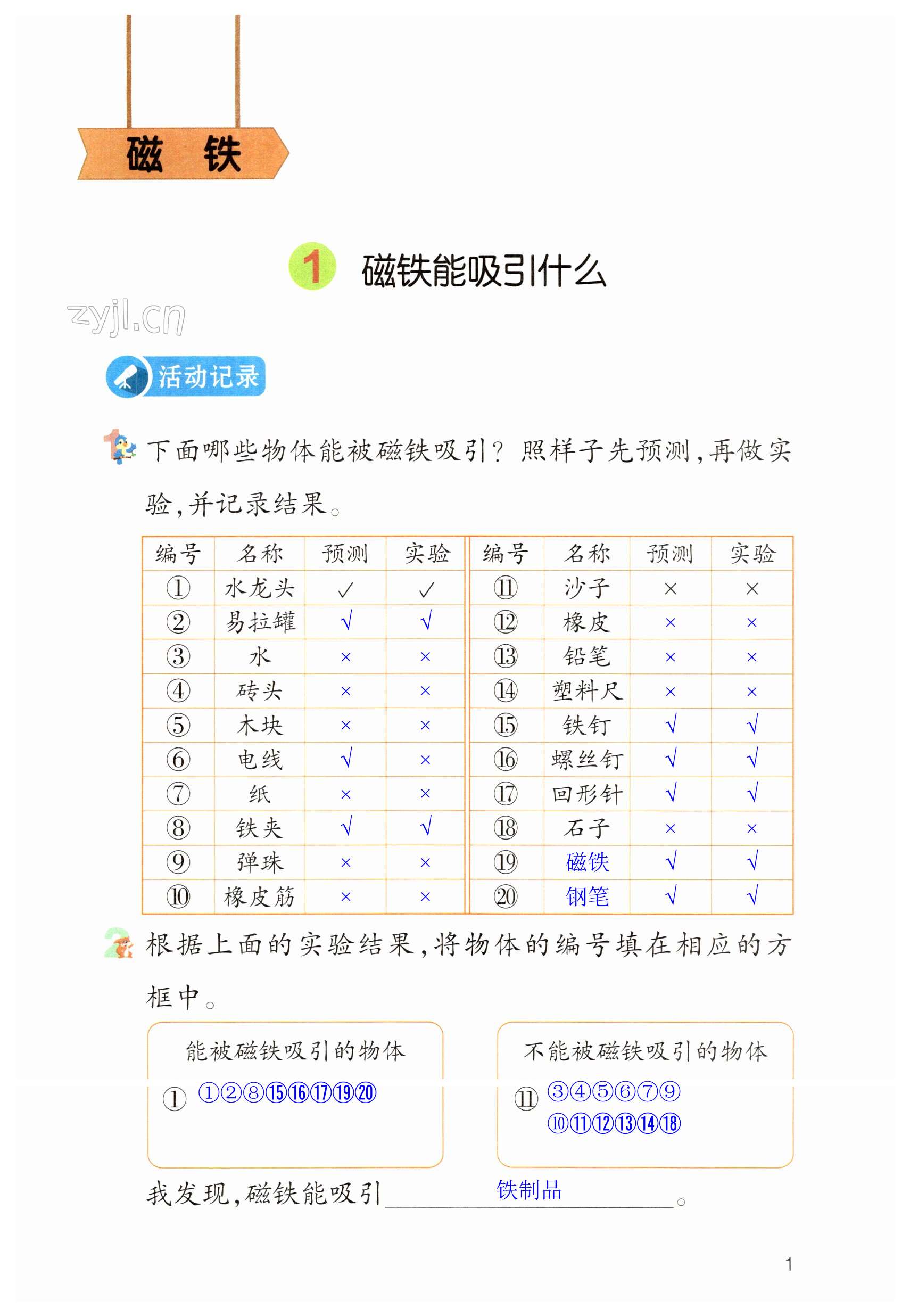 2023年作業(yè)本浙江教育出版社二年級(jí)科學(xué)下冊(cè)教科版 第1頁(yè)