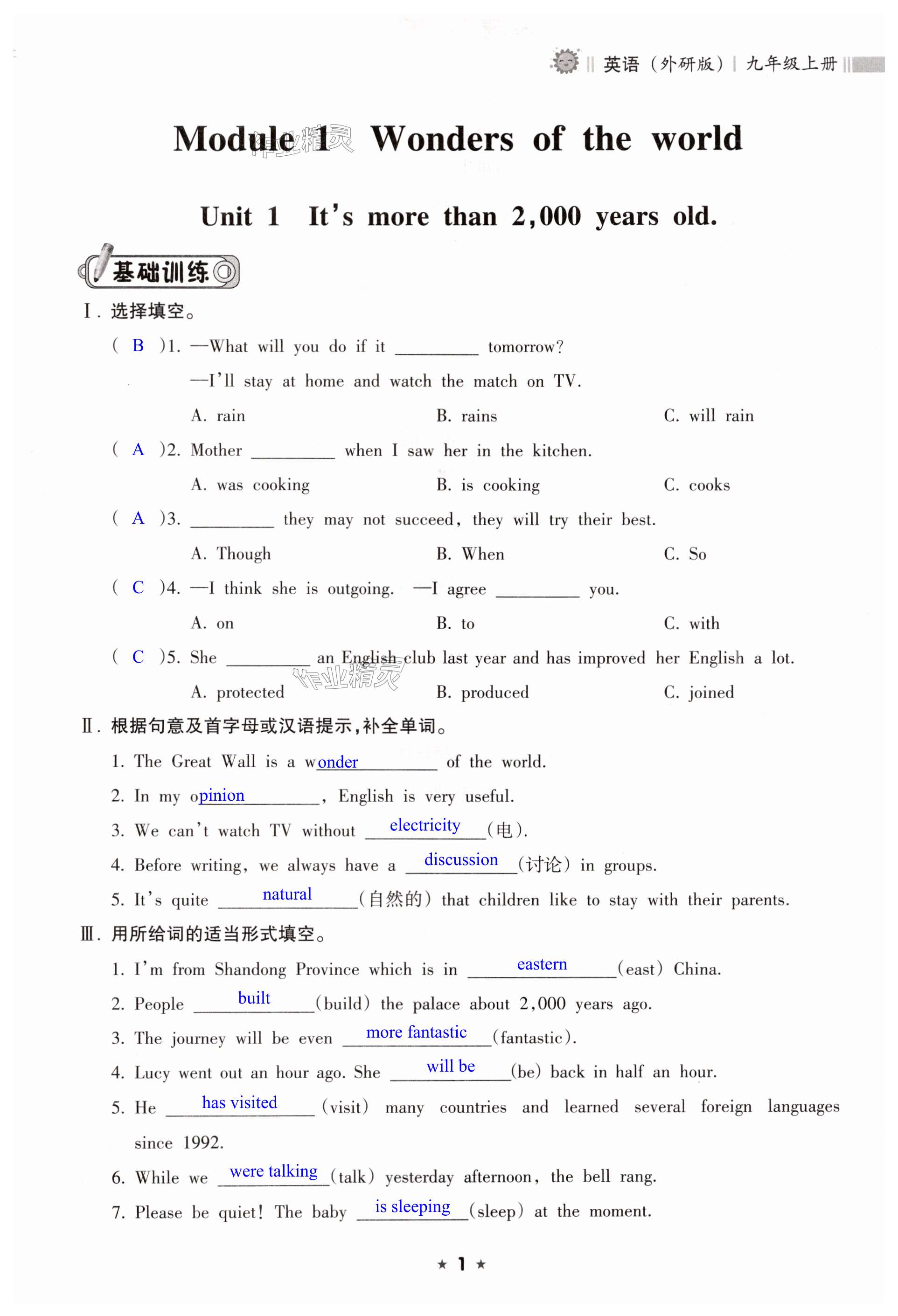 2024年新課程課堂同步練習(xí)冊(cè)九年級(jí)英語上冊(cè)外研版 第1頁