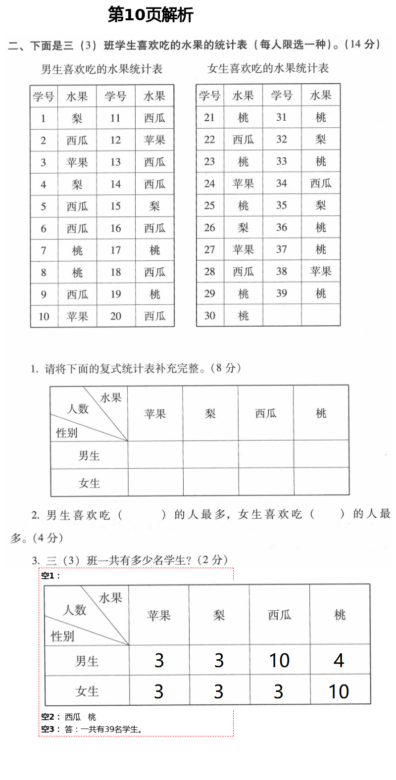 2021年云南省标准教辅同步指导训练与检测三年级数学下册人教版 参考答案第18页