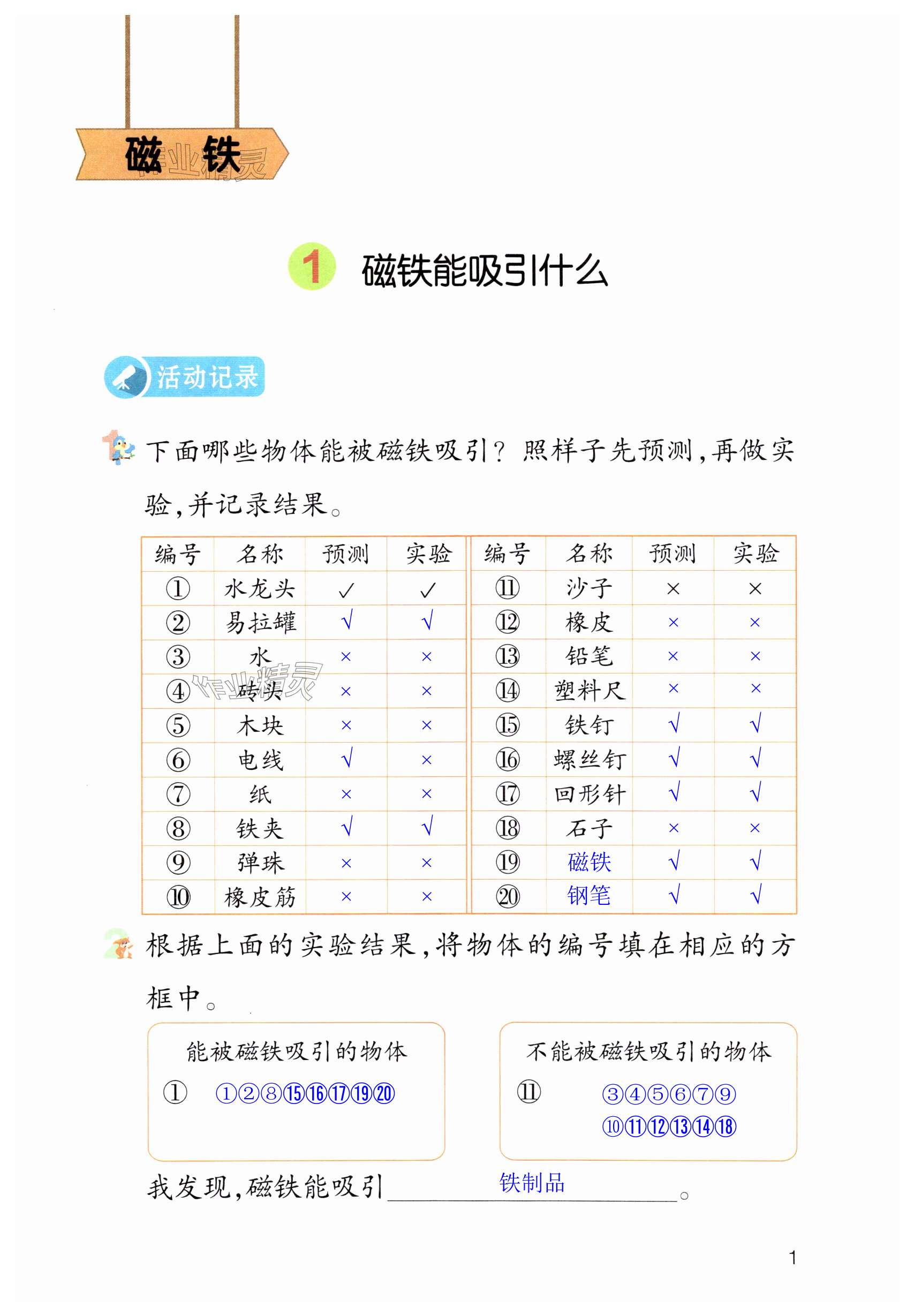 2024年作業(yè)本浙江教育出版社二年級(jí)科學(xué)下冊(cè)教科版 第1頁