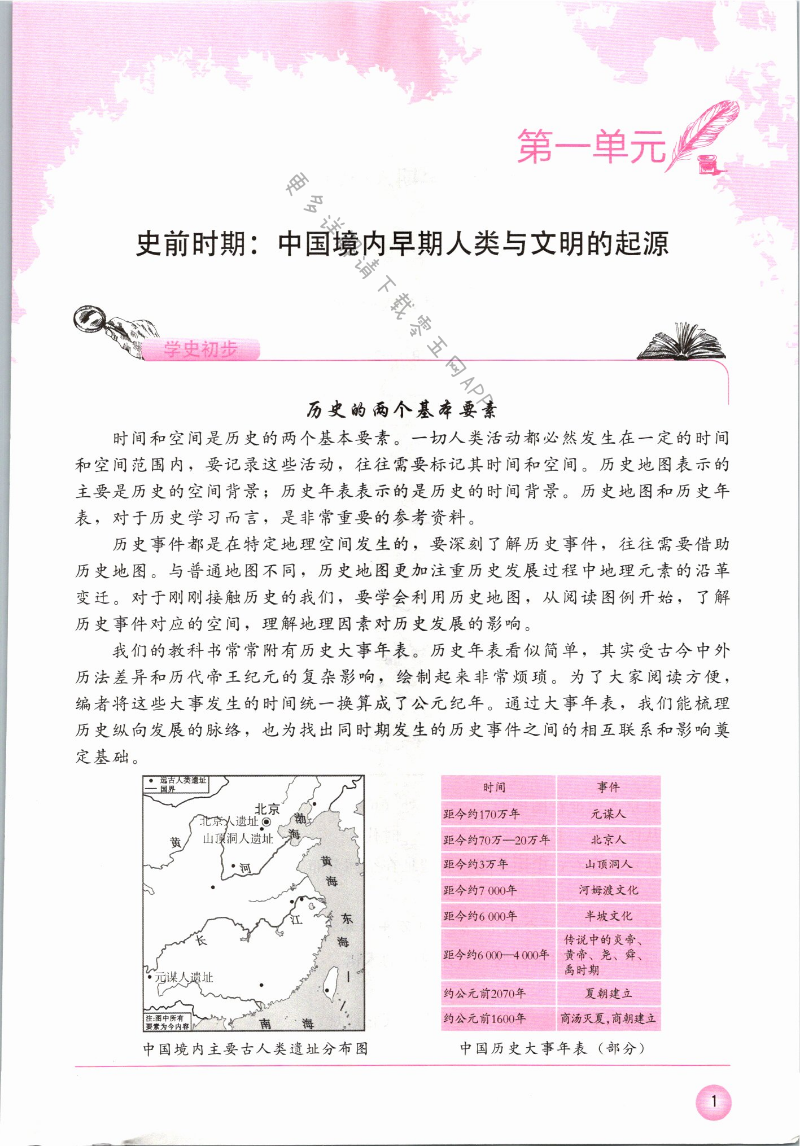 2021年中国历史练习部分第一册五四学制 第1页