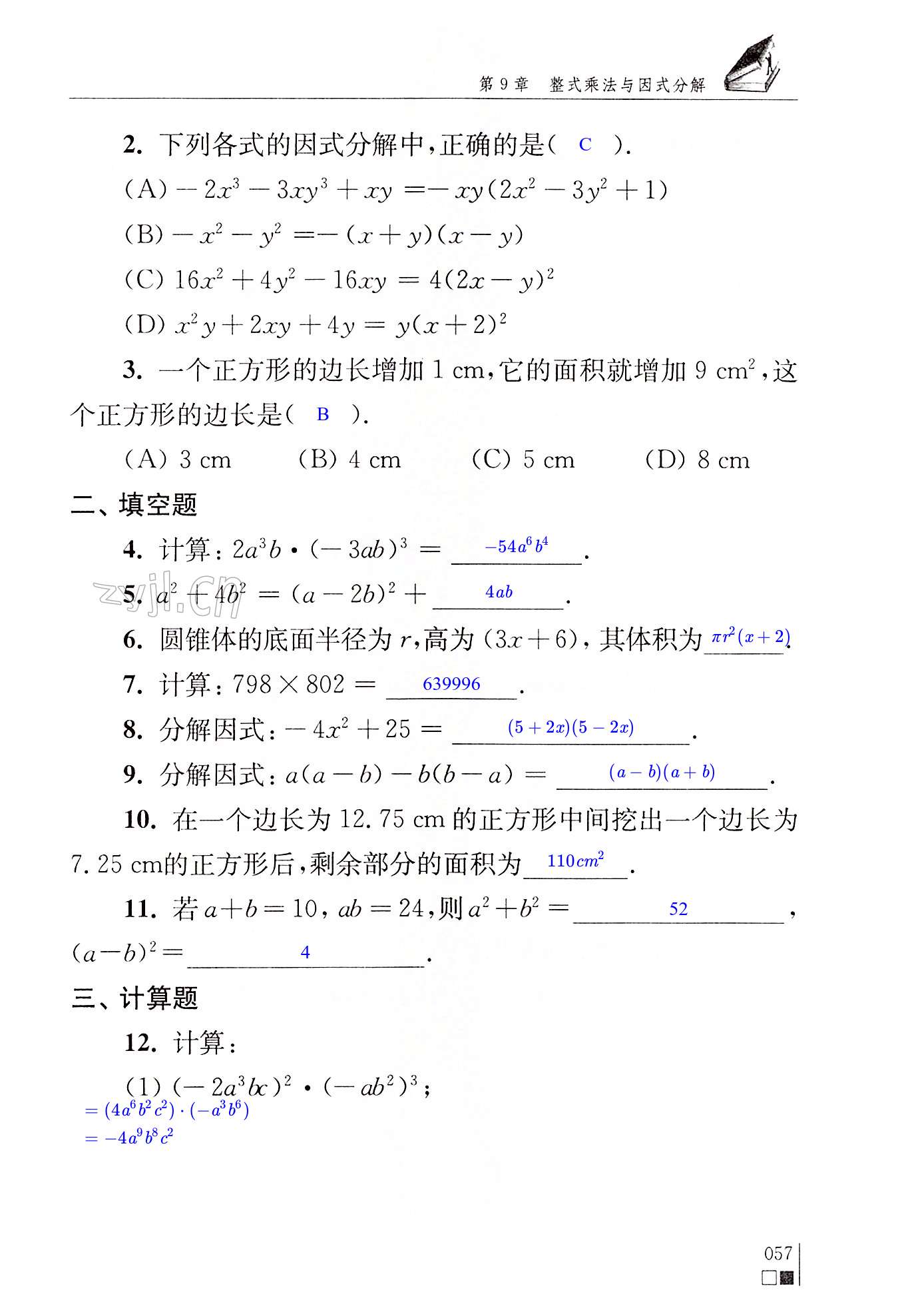 第9章  整式乘法与因式分解 - 第57页