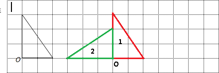 将下面三角形向右平移6格,再画出绕o点逆时针旋转90°后的图形.