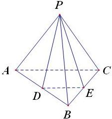 在正三棱锥P-ABC中.D.E分别是AB.BC的