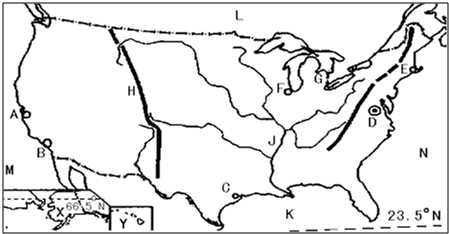美国国土面积位居世界第( )A.二B.三C.四D.五