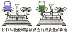 (3分)如图是"铁钉与硫酸铜溶液反应前后质量的测定"的实验,请回答下列