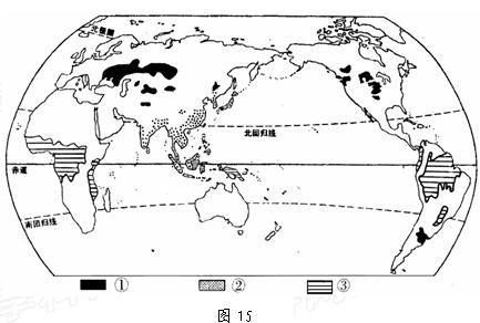 甲图中阴影表示水稻种植业的主要分布范围.乙