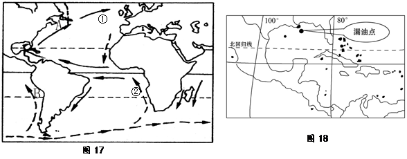 图17为世界部分海域洋流分布图.图18为某海域