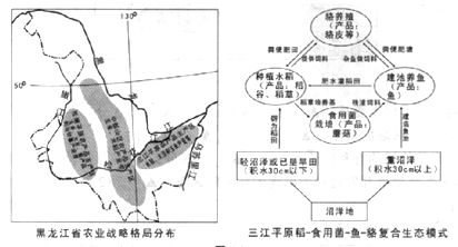 下图为黑龙江农业战略格局分布图 和三江平原