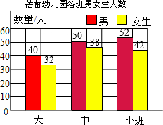 蓓蕾幼儿园各班男女生人数统计如下表