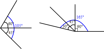 只用三角板画出105°和165°的角.