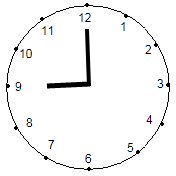 9点钟时钟面上的时针与分针成
