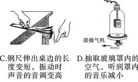 下列各图描述的实验中,用来说明声音的传播需要介质的是