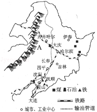 读"东北地区示意图",完成下列问题