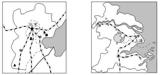 32.读"京津冀地区和长江三角洲地区示意图",回答下列问题.(6分)