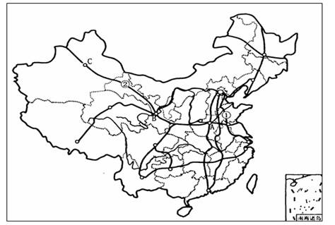 33,读我国主要铁路干线分布图,回答问题(10)分