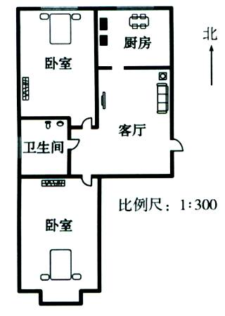 下面是玲玲家的住房平面图。 (1)说一说比例尺