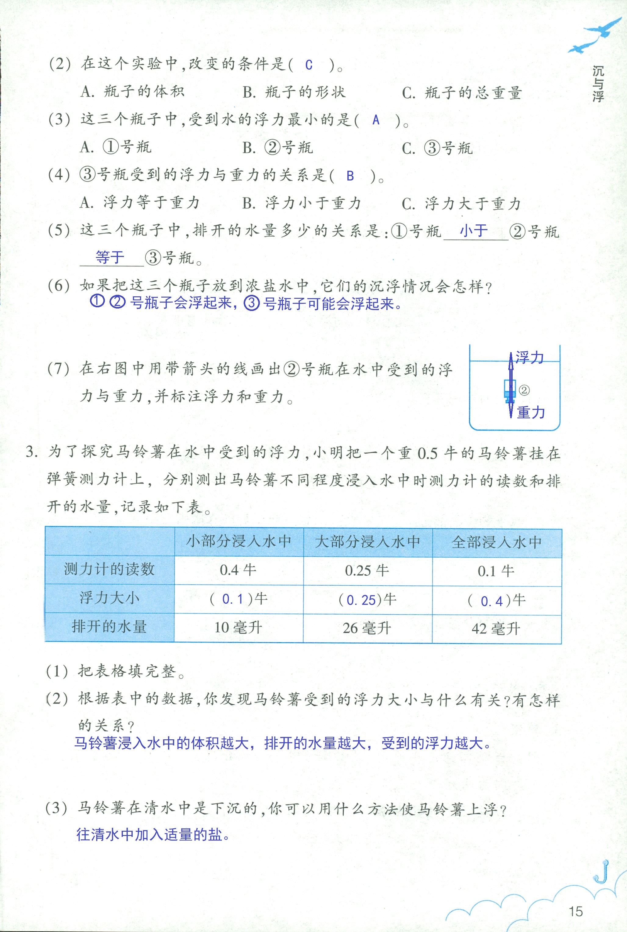 2020年科学作业本五年级下册教科版浙江教育出版社 第14页