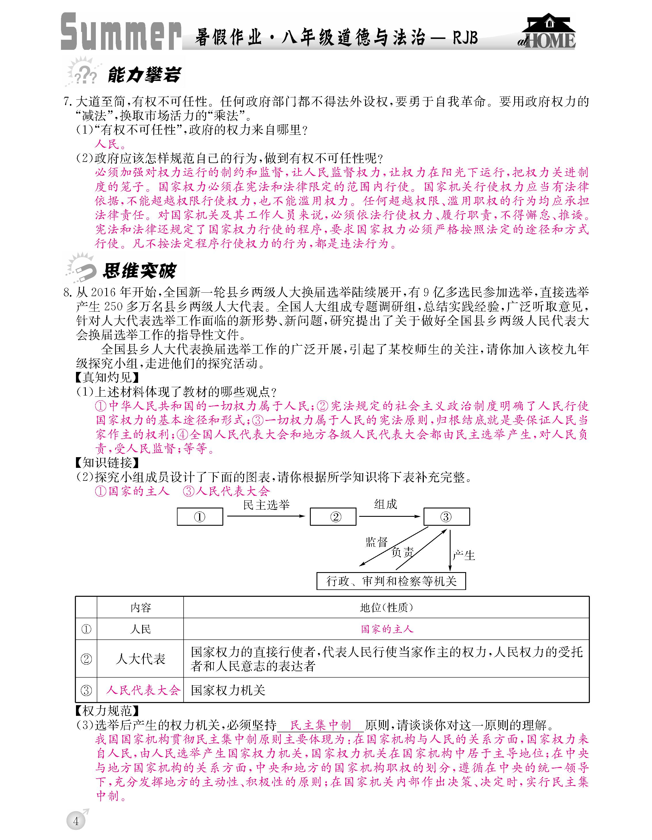 2020年快樂假期暑假作業(yè)延邊教育出版社八年級(jí)道德與法治人教版 第4頁(yè)