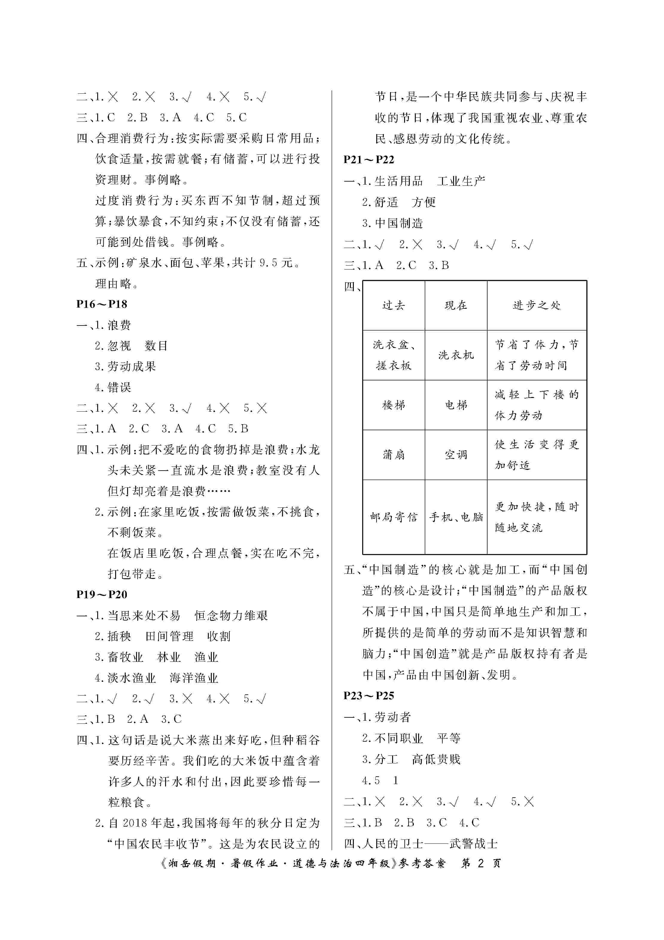 2020年湘岳假期暑假作业四年级道德与法治人教版 第2页