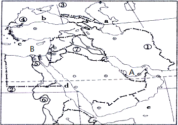 读"中东地区图",回答下列问题
