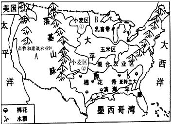 读美国农业分布示意图,回答下列问题.