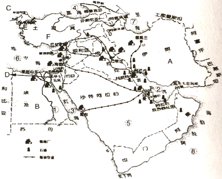 7.读中东地区图,回答下列问题.