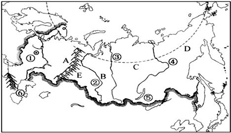 俄罗斯北靠北冰洋,东临太平洋,地跨亚欧两洲,图中a为洲界乌拉尔山.