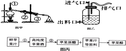 根据下面的实验装置图和苹果醋的生产工艺流程简图回答问题(1)图甲